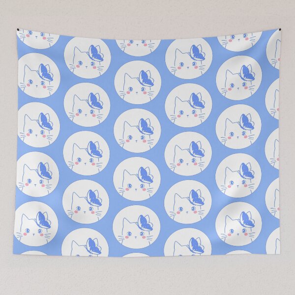 Item preview, Blue Cute Cat Minimalistic  designed and sold by FarieArt.