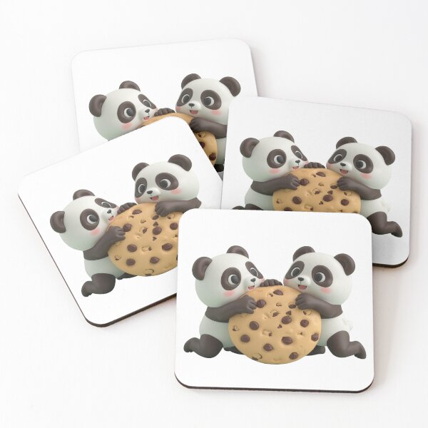 Item preview, Cute 3D Baby Panda Siblings Playing with Chocolate Chip Cookie Sticker designed and sold by VisualVerseLab.