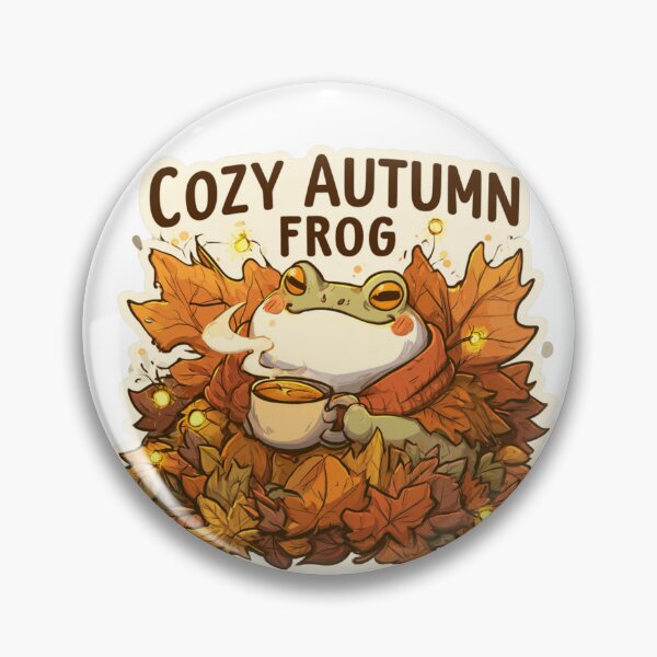 Item preview, Cozy Autumn Frog with Tea - Cute Frog in Fall Leaves designed and sold by AceEye.
