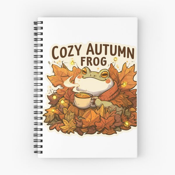 Item preview, Cozy Autumn Frog with Tea - Cute Frog in Fall Leaves designed and sold by AceEye.