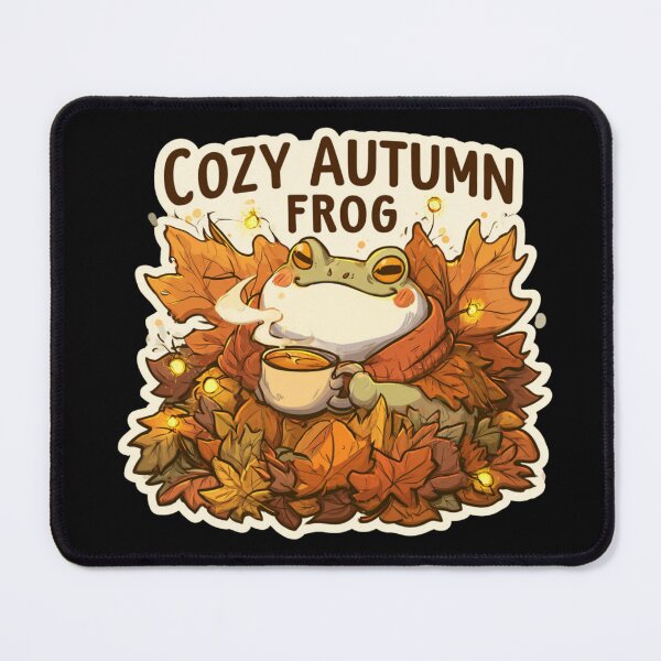 Item preview, Cozy Autumn Frog with Tea - Cute Frog in Fall Leaves designed and sold by AceEye.