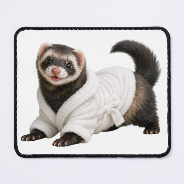 Item preview, Cozy Sable Ferret in a White Bathrobe designed and sold by Sillytoe.