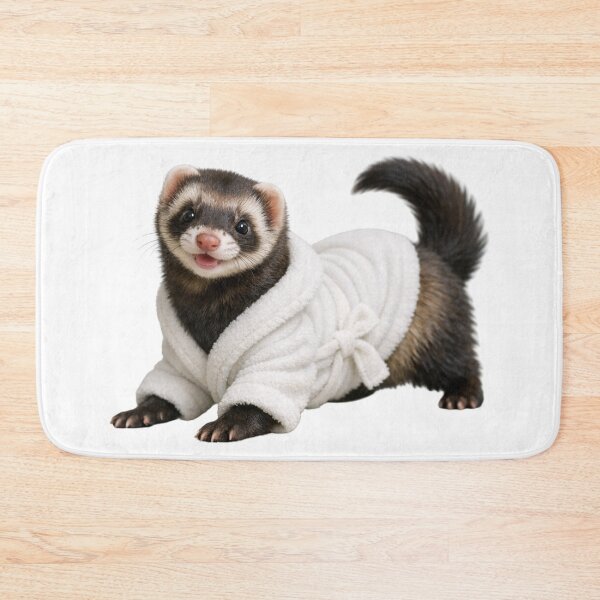 Item preview, Cozy Sable Ferret in a White Bathrobe designed and sold by Sillytoe.