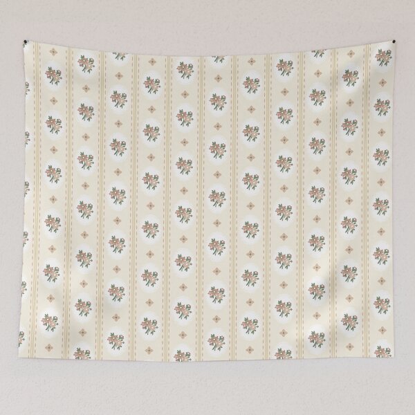 Item preview, Farmhouse Floral Ticking Stripe in Beige designed and sold by YesterdayColl.