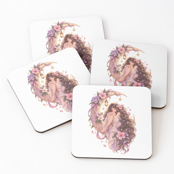 Item preview, Moonlit Bloom – Dreamy Girl Under the Moon designed and sold by GraphiteRealm.