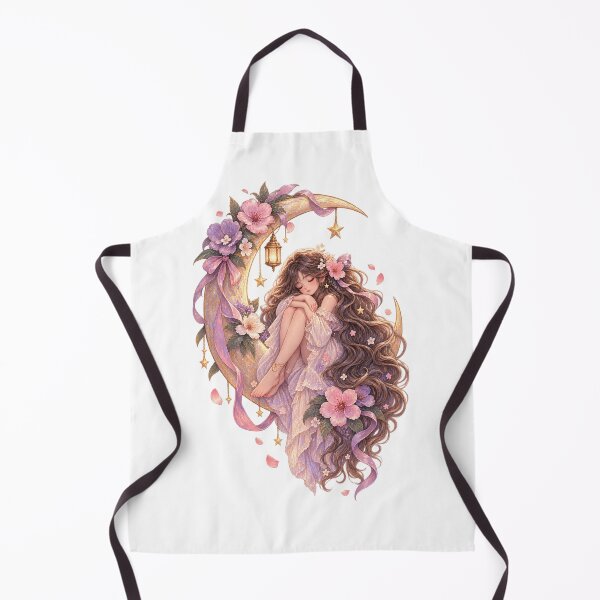 Item preview, Moonlit Bloom – Dreamy Girl Under the Moon designed and sold by GraphiteRealm.
