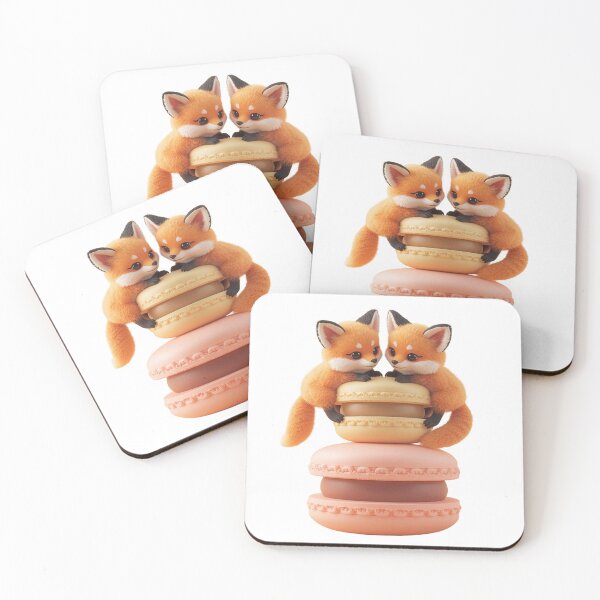 Item preview, Cute 3D Baby Fox Siblings Climbing Pastel Macarons Sticker designed and sold by VisualVerseLab.