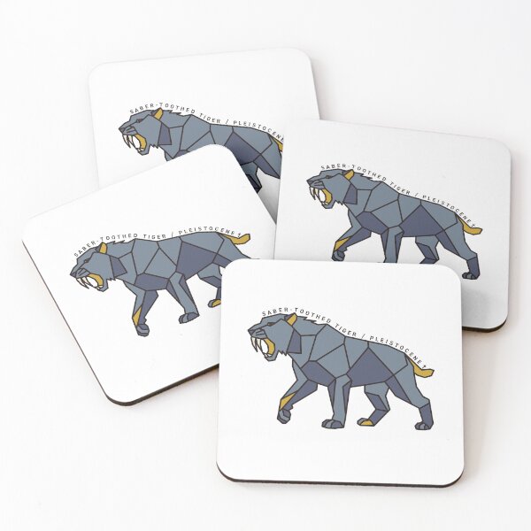 Item preview, Geometric Saber-Toothed Tiger - Mustard & Grey Accents designed and sold by AnimalsKnowAll.