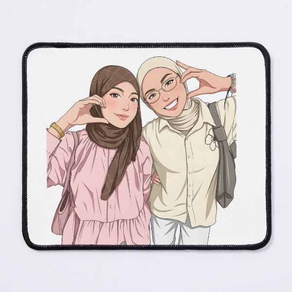 Item preview, Hijab women best friend forever ootd illustration vector art designed and sold by sabartgunpla.