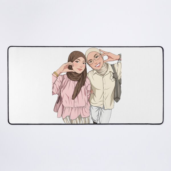 Item preview, Hijab women best friend forever ootd illustration vector art designed and sold by sabartgunpla.