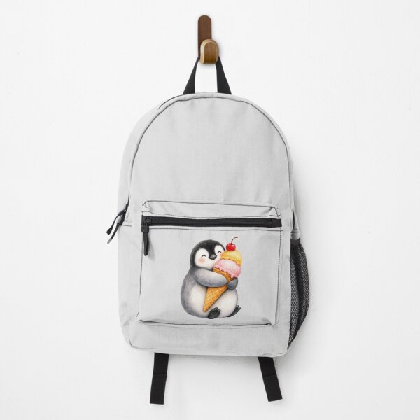 Item preview, Cute Penguin Hugging Ice Cream Watercolor Art designed and sold by GusiaTreasures.