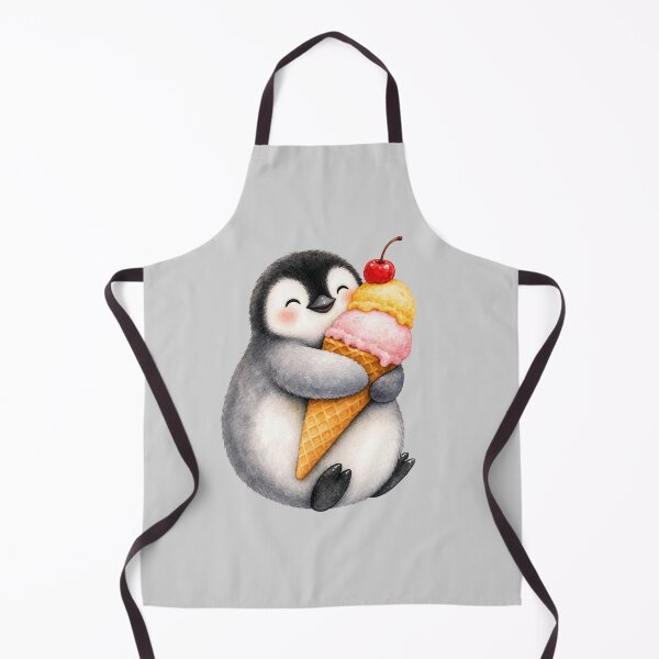 Item preview, Cute Penguin Hugging Ice Cream Watercolor Art designed and sold by GusiaTreasures.
