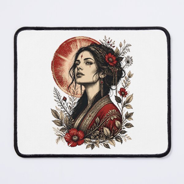 Item preview, Crimson Goddess Dark Floral Woman Red Kimono Fantasy designed and sold by BellabdO.