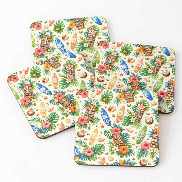 Item preview, Tropical Tiki Pattern With Palm Leaves, Hyacinths, Surfboards designed and sold by DEC02.