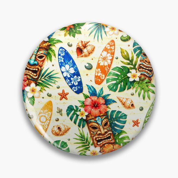 Item preview, Tropical Tiki Pattern With Palm Leaves, Hyacinths, Surfboards designed and sold by DEC02.