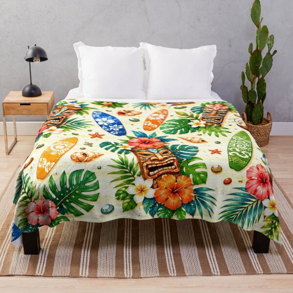 Item preview, Tropical Tiki Pattern With Palm Leaves, Hyacinths, Surfboards designed and sold by DEC02.