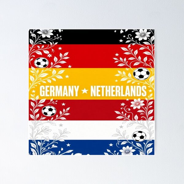 Item preview, Germany vs netherlands minimalist football match poster  designed and sold by Nexus Space.