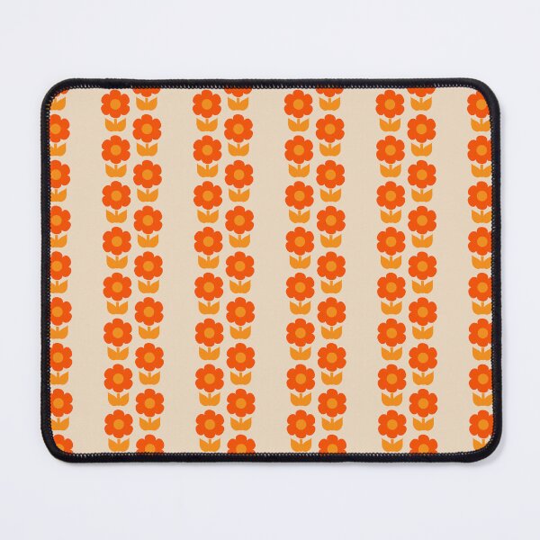 Item preview, Retro 70s Floral Stripes Jonnty Flower Vertical Pattern Orange and Beige designed and sold by kierkegaard.