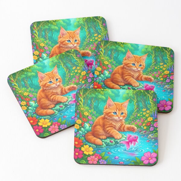 Item preview, Orange Kitten and Pink Fish designed and sold by Lasofficial.