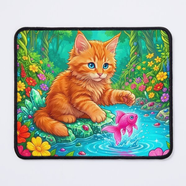 Item preview, Orange Kitten and Pink Fish designed and sold by Lasofficial.