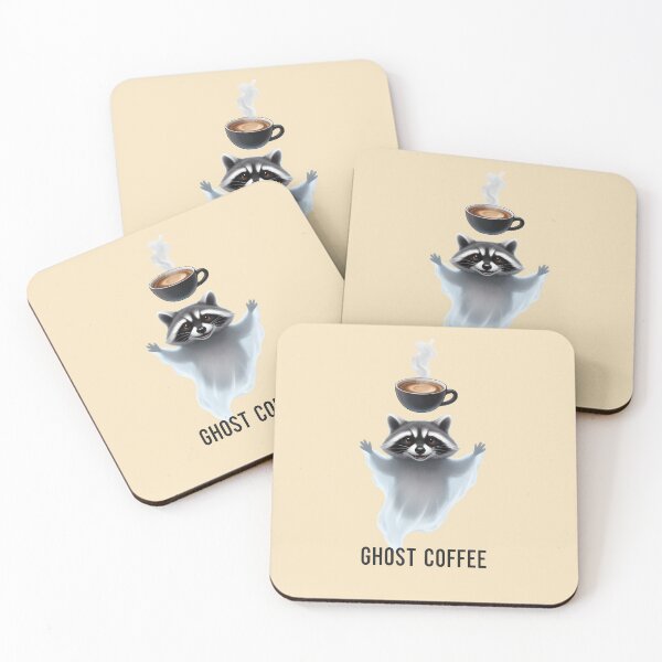 Artikelvorschau, Ghost coffee - Raccoon with spooky coffee entworfen und verkauft von ParadoxParadox.