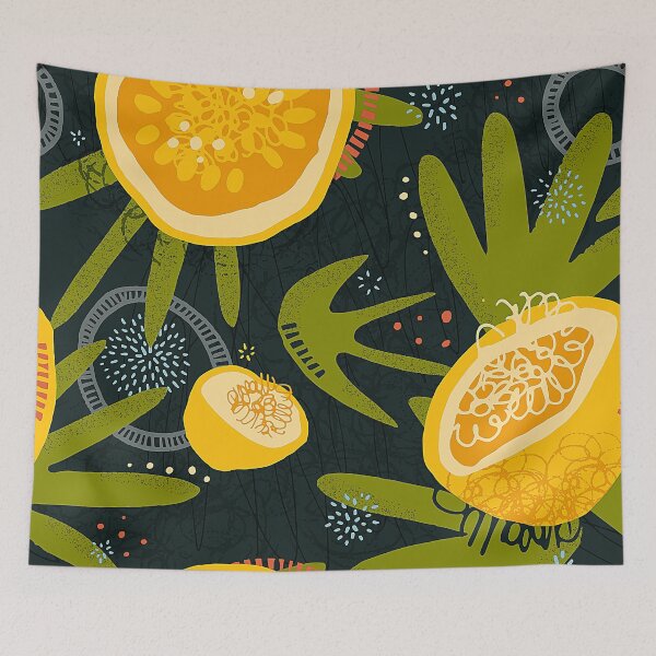 Item preview, Yellow Passion Fruit And Green Leaves Abstract Designs  designed and sold by DEC02.