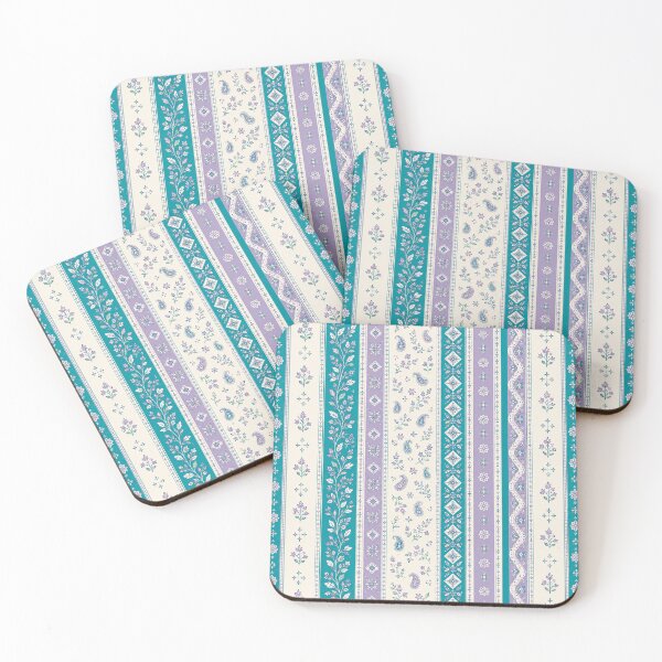 Item preview, Turquoise & Lavender Boho Stripe | Floral Paisley Pattern designed and sold by lbl-shop.