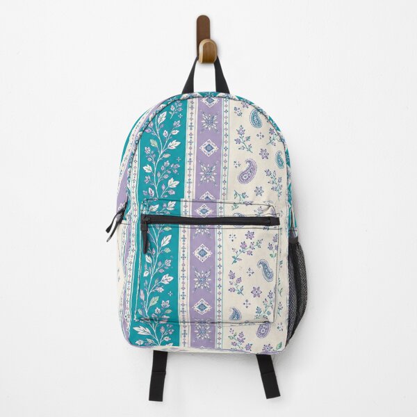 Item preview, Turquoise & Lavender Boho Stripe | Floral Paisley Pattern designed and sold by lbl-shop.