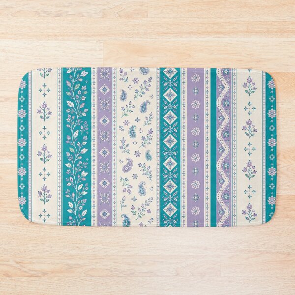 Item preview, Turquoise & Lavender Boho Stripe | Floral Paisley Pattern designed and sold by lbl-shop.