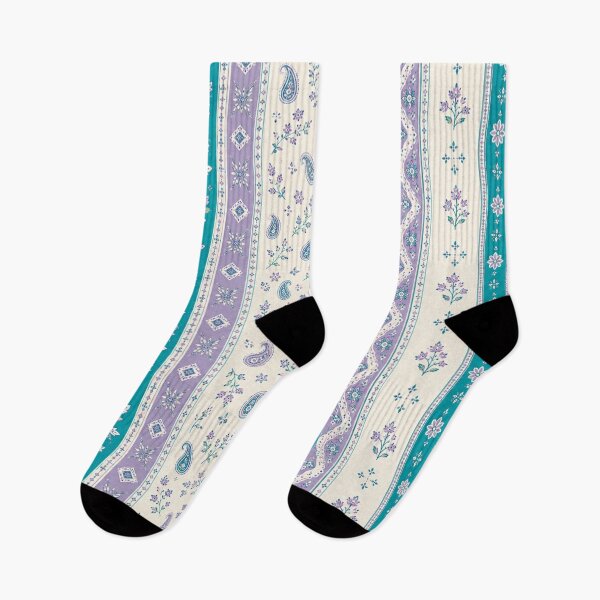 Item preview, Turquoise & Lavender Boho Stripe | Floral Paisley Pattern designed and sold by lbl-shop.
