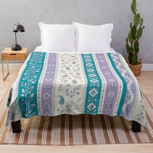 Item preview, Turquoise & Lavender Boho Stripe | Floral Paisley Pattern designed and sold by lbl-shop.