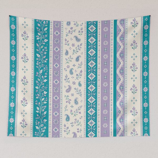 Item preview, Turquoise & Lavender Boho Stripe | Floral Paisley Pattern designed and sold by lbl-shop.