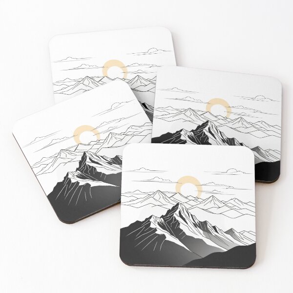 Item preview, Continuous Line Mountain Range with Sun Dynamic Action Pose – Minimalist nature gift designed and sold by michallechowicz.