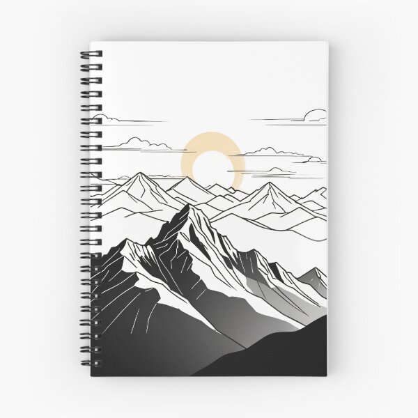 Item preview, Continuous Line Mountain Range with Sun Dynamic Action Pose – Minimalist nature gift designed and sold by michallechowicz.