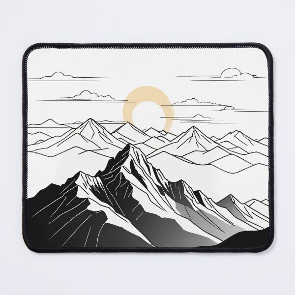 Item preview, Continuous Line Mountain Range with Sun Dynamic Action Pose – Minimalist nature gift designed and sold by michallechowicz.