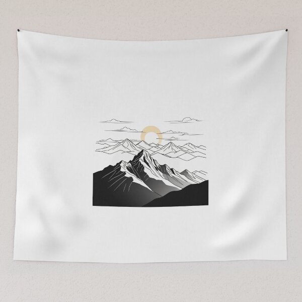 Item preview, Continuous Line Mountain Range with Sun Dynamic Action Pose – Minimalist nature gift designed and sold by michallechowicz.
