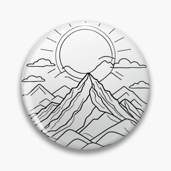 Item preview, Continuous Line Mountain Range with Sun Chibi Style – Minimalist nature gift designed and sold by michallechowicz.