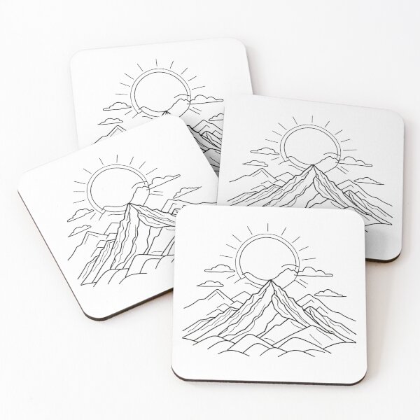 Item preview, Continuous Line Mountain Range with Sun Chibi Style – Minimalist nature gift designed and sold by michallechowicz.