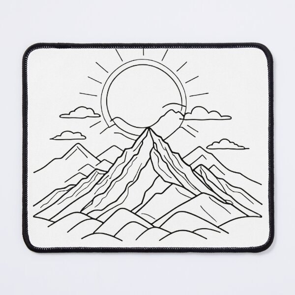 Item preview, Continuous Line Mountain Range with Sun Chibi Style – Minimalist nature gift designed and sold by michallechowicz.