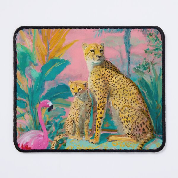 Item preview, Cheetahs and flamingo in pink room designed and sold by SophieClimaArt.