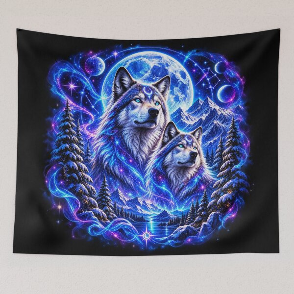 Item preview, Celestial Wolves – Guardians of the Moonlit Cosmos designed and sold by TroviTutto.