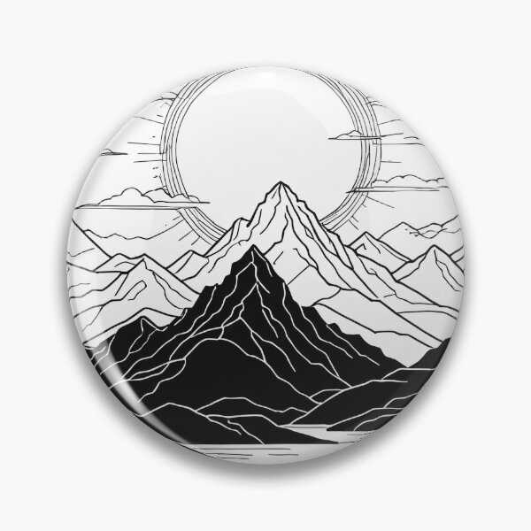 Item preview, Continuous Line Mountain Range with Sun Floating Elements Design – Minimalist nature gift designed and sold by michallechowicz.