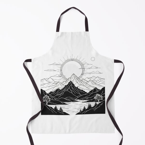 Item preview, Continuous Line Mountain Range with Sun Floating Elements Design – Minimalist nature gift designed and sold by michallechowicz.