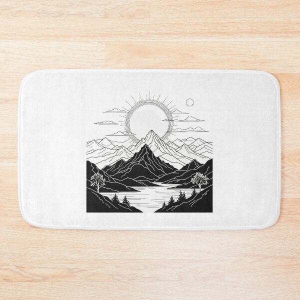 Item preview, Continuous Line Mountain Range with Sun Floating Elements Design – Minimalist nature gift designed and sold by michallechowicz.