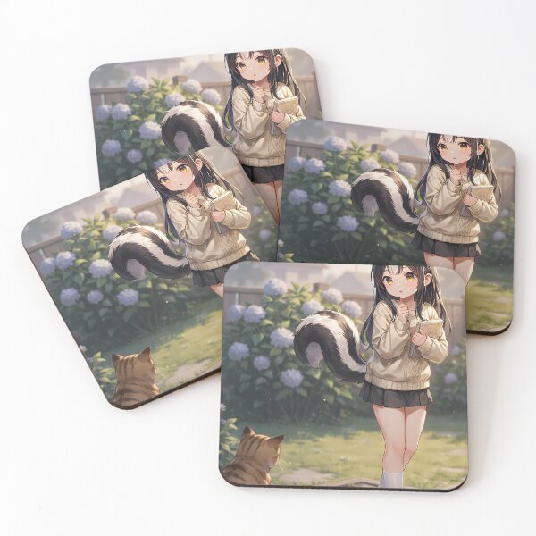 Item preview, Anime Skunk Girl Kemonomimi Moe Anthropomorphism Art designed and sold by HelloCal.