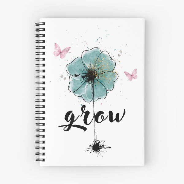 Item preview, Grow Floral Sublimation Design, Watercolor Teal Flower Butterfly Graphic, Inspirational Growth Design designed and sold by AlanStorm.