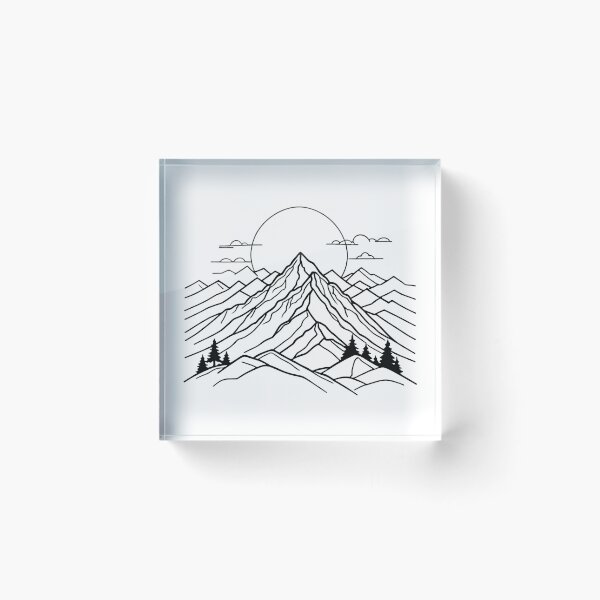 Item preview, Continuous Line Mountain Range with Sun Bold Outline Minimal – Minimalist nature gift designed and sold by michallechowicz.