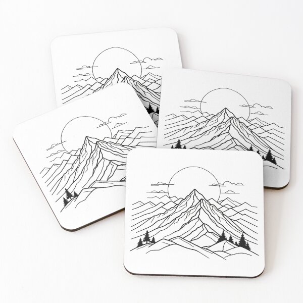Item preview, Continuous Line Mountain Range with Sun Bold Outline Minimal – Minimalist nature gift designed and sold by michallechowicz.