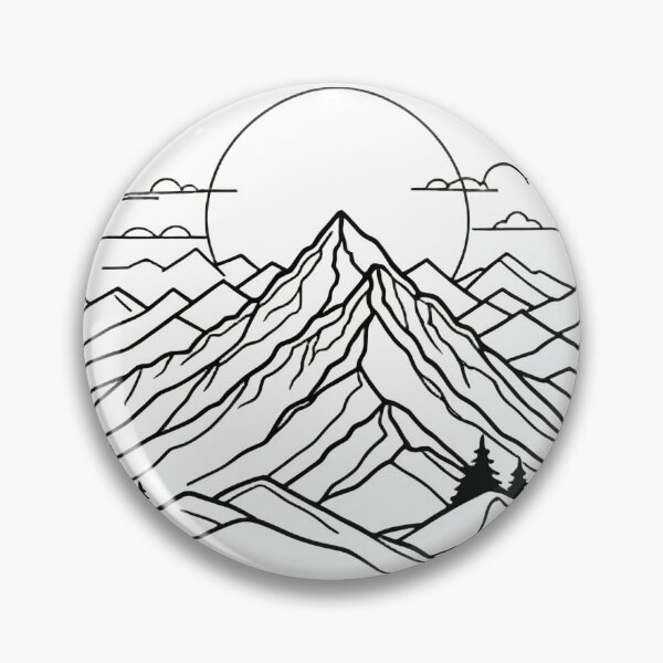 Item preview, Continuous Line Mountain Range with Sun Bold Outline Minimal – Minimalist nature gift designed and sold by michallechowicz.