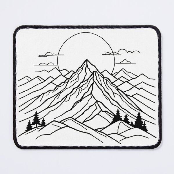 Item preview, Continuous Line Mountain Range with Sun Bold Outline Minimal – Minimalist nature gift designed and sold by michallechowicz.